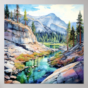 Poster Art du parc national Yosemite Imprimer