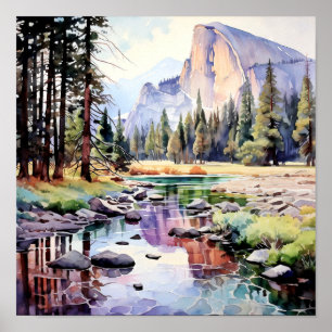 Poster Art du parc national Yosemite Imprimer