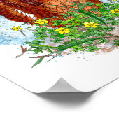 Poster Art du poulet tiré à la main | Poulet mignon en fl (Coin)