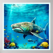 Poster Art du prédateur océanique requin (Devant)