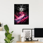 Poster Art du reflet du héron céleste dans le marais (Bureau à domicile)