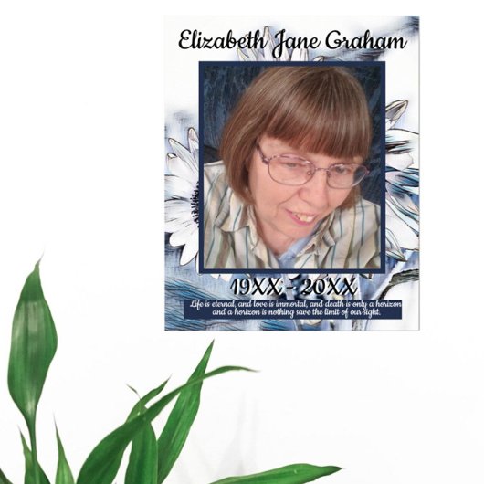 Poster Art du tournesol bleu et blanc | Photo | Funéraill