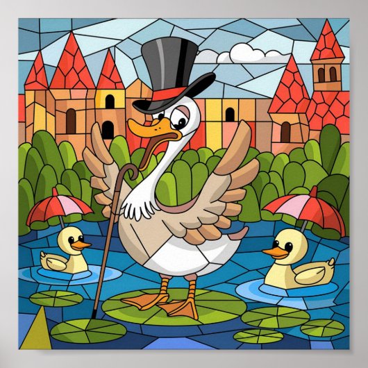 Poster Art du vitrail, Silly Goose Vitrail (Devant)