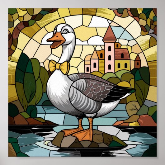 Poster Art du vitrail, Silly Goose Vitrail (Devant)