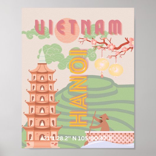 Poster Art du voyage au Vietnam, Vintage (Devant)