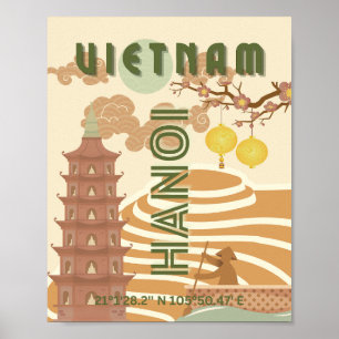 Poster Art du voyage au Vietnam, Vintage