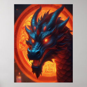 Poster Art du zodiaque chinois année du dragon Glowpunk