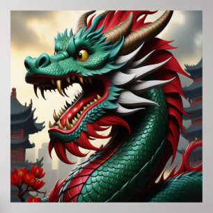 Poster Art du zodiaque chinois année du dragon OrganicPun