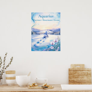 Poster Art du zodiaque du Verseau Col. d'astrologie rêv