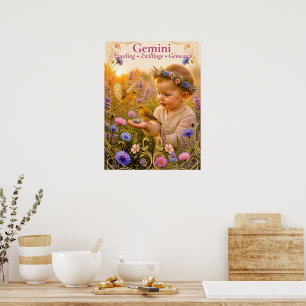 Poster Art du zodiaque Gémeaux Collection d'astrologie