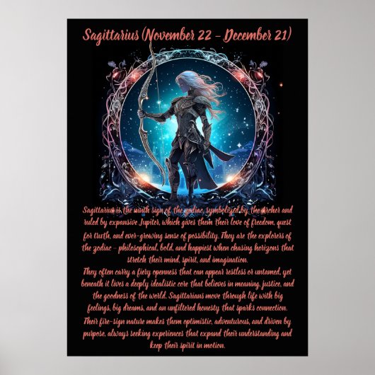 Poster Art du zodiaque Sagittaire (Devant)