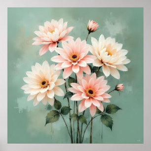 Poster Art Élégant Chrysanthème Rose