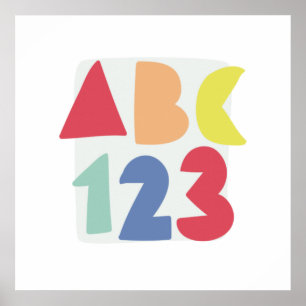 Poster art enfantin ABC 123 coloré