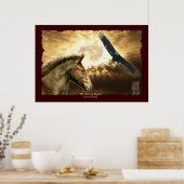 Poster Art espagnol Mustang Horse & Bald Eagle Imprimer (Cuisine)