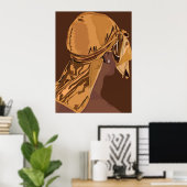 Poster Art esthétique Homme noir avec dessin durag (Bureau à domicile)