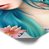 Poster Art éthéré | Belle Fée aux cheveux bleus (Coin)