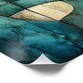 Poster Art facial Abstrait géométrique - Mur Turquoise et (Coin)