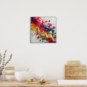 Poster Art facial Acrylique Abstrait Rectangulaire Vibran