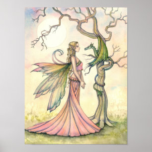 Poster Art fantastique de fée et de dragon par Molly Harr