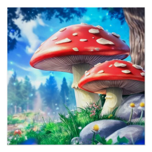 Poster Art fantastique de la forêt de champignons (Devant)
