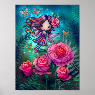 Poster Art fantastique de la petite fée Rose par Molly Ha