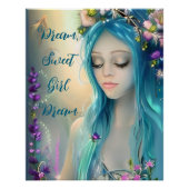 Poster Art Fantastique Éthéré | Belle Fée Bleue (Devant)