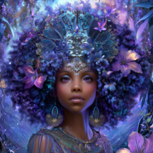 Poster Art Fantastique Fille Noire Reine Noire Déesse
