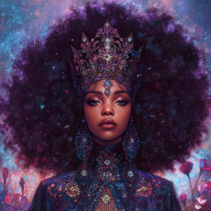 Poster Art Fantastique Fille Noire Reine Noire Déesse