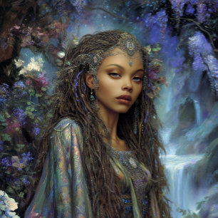 Poster Art Fantastique Fille Noire Reine Noire Déesse