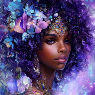 Poster Art Fantastique Fille Noire Reine Noire Déesse