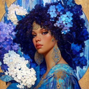 Poster Art Fantastique Fille Noire Reine Noire Déesse