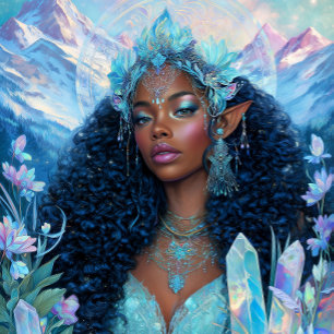 Poster Art Fantastique Fille Noire Reine Noire Déesse Elf