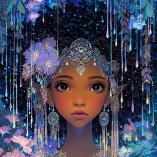 Poster Art Fantastique Fille Noire Reine Noire Elfe Déess