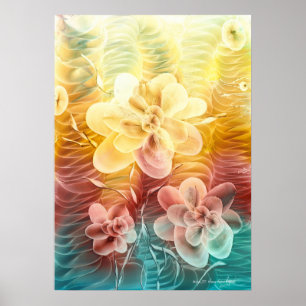 Poster Art Fantastique Floral Peint à la Main