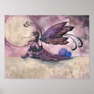Poster Art fantastique gothique de fée de lune d'été