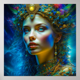 Poster Art Fantastique Magique Éthéré Belle Déesse