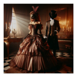 Poster Art fantastique steampunk victorien Mascarade 
