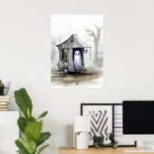 Poster Art fantôme : Maison minuscule (Bureau à domicile)