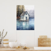 Poster Art fantôme : Maison minuscule sur un lac (Cuisine)