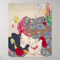 Art féminin et chat japonais - Taiso Yoshitoshi -