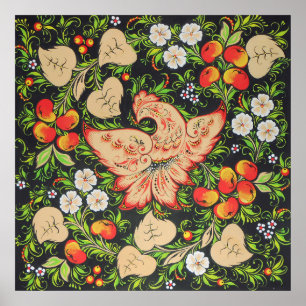 Poster Art Fhoenix firebird dans l'art populaire russe kh