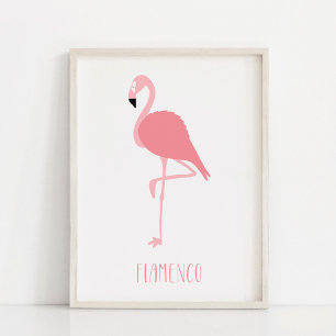 Poster Art Flamant rose rose moderne