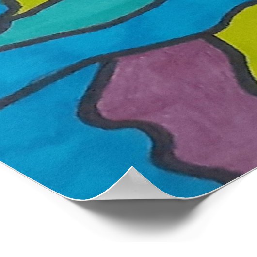 Poster Art Fleur Hippie Rétro (Coin)