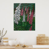 Poster Art fleur sauvage Imprimer Fleurs Foxglove Peintur (Cuisine)