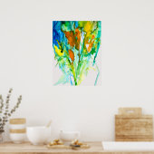 Poster Art floral abstrait aquarelle (Cuisine)
