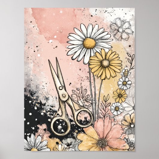 Poster Art floral abstrait aquarelle (Devant)