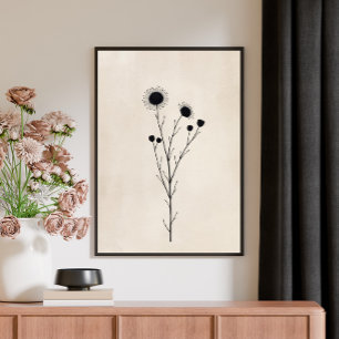Poster Art floral abstrait minimaliste vintage