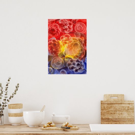 Poster Art floral abstrait peint à la main (Cuisine)