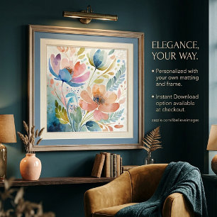 Poster Art floral aquarelle coloré
