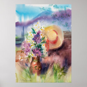 Poster Art floral aquarelle romantique